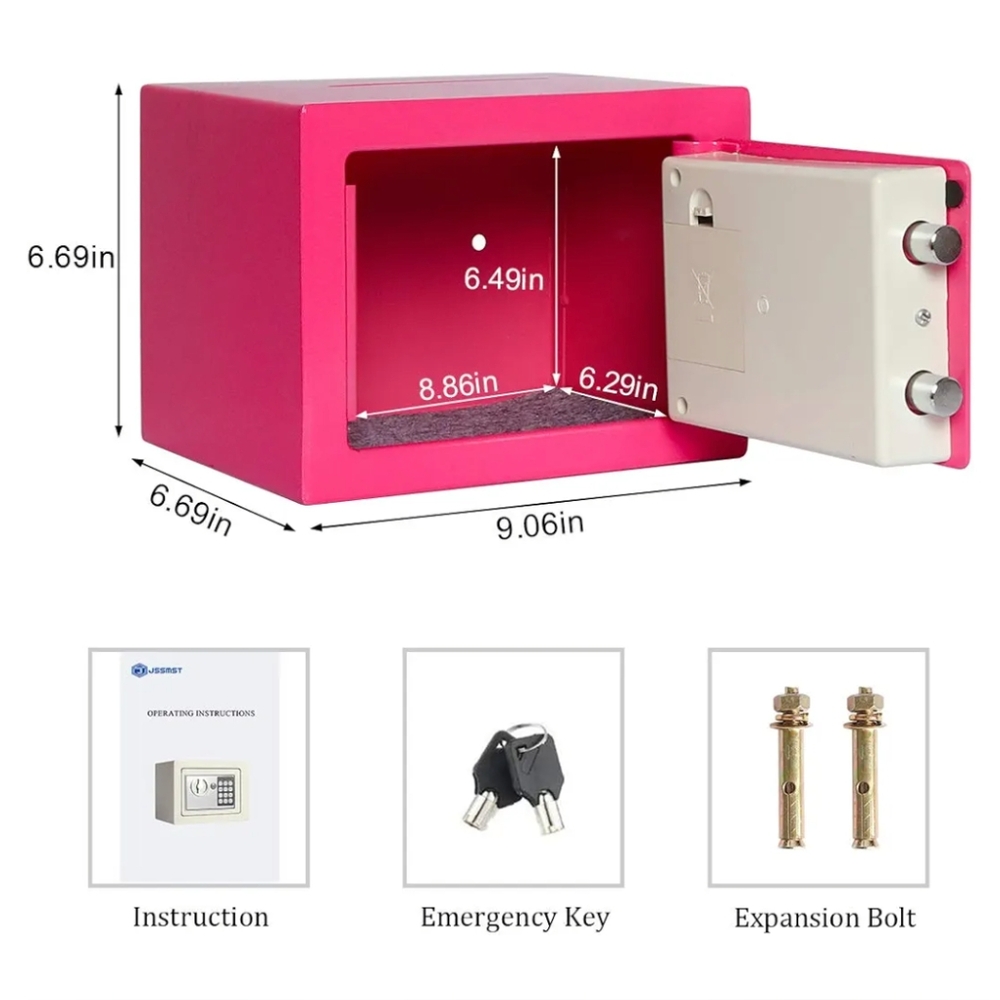 🔐 Pink Mini Safe w Keypad + Keys - Picture 4 of 6
